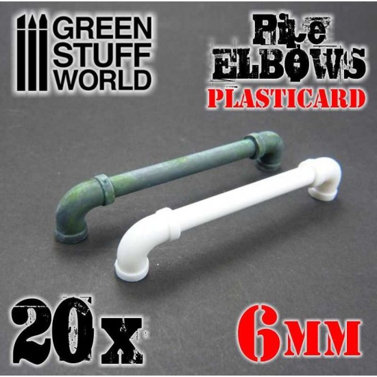 Green Stuff World Plasticard Pipe Elbows 6mm