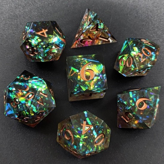 TTD Phoenix Glint Sharp Edge Dice 7 Piece Set